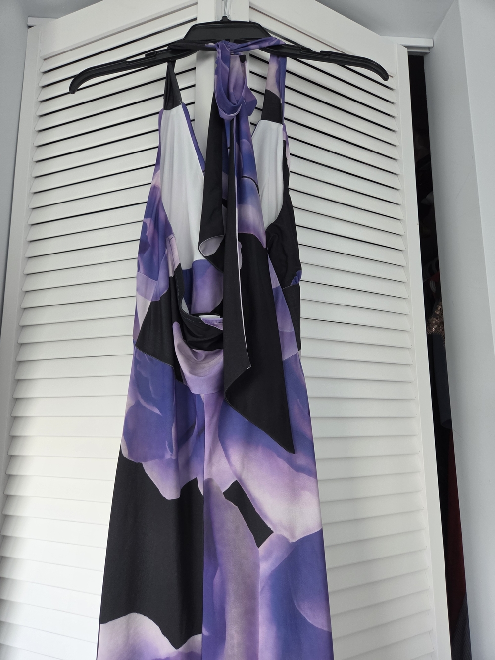 VENUS Black and Purple Floral Halter Maxi Dress - Picture 6 of 8